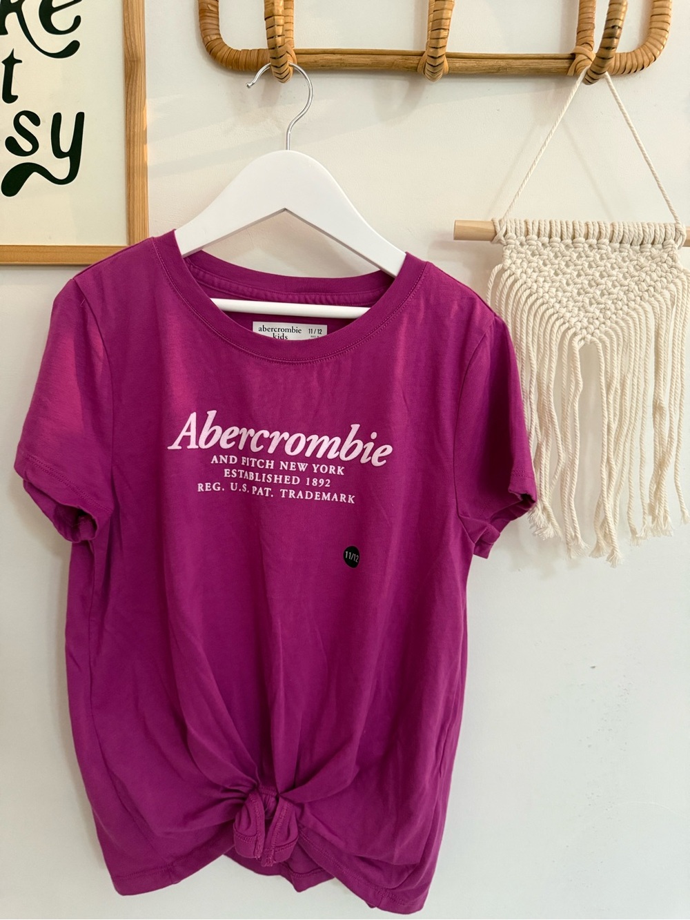 Abercrombie Kids - NWOT (still has sticker) fushia colored tee with tie bottom